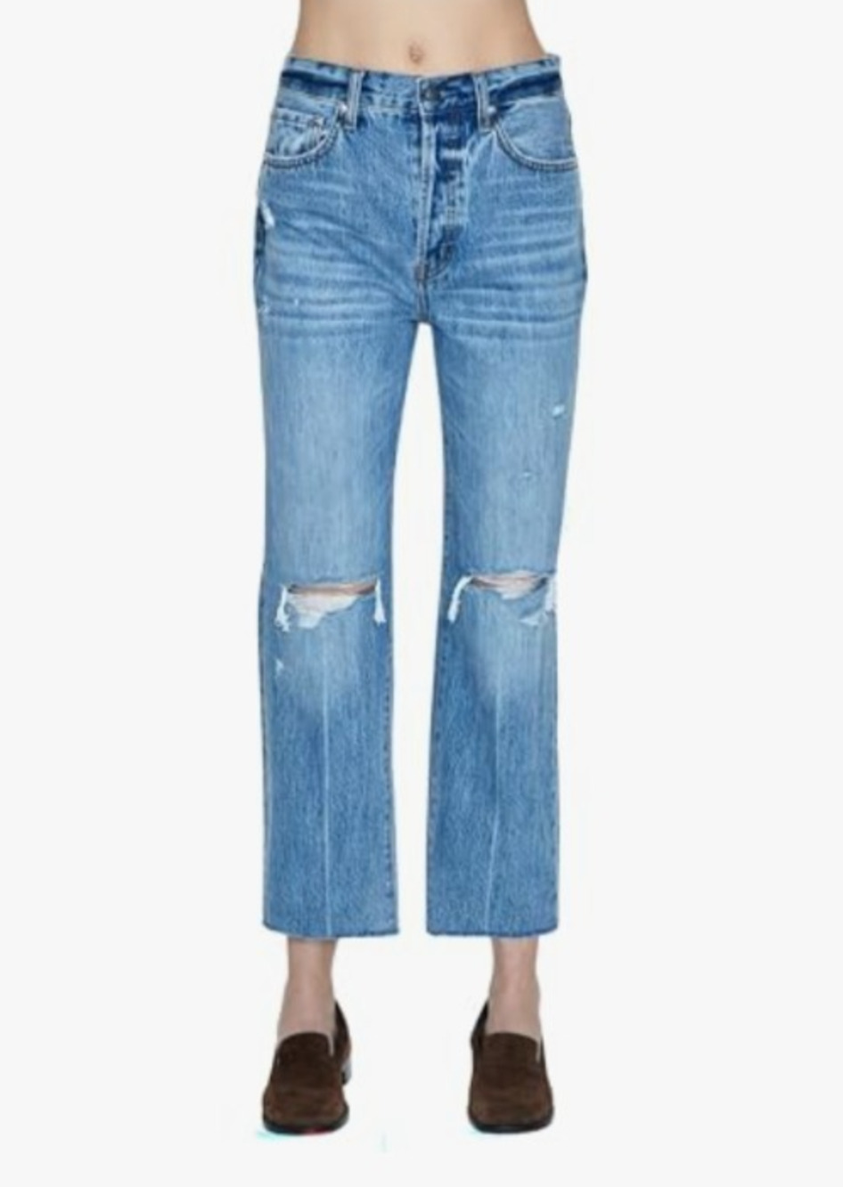 Pistola Cassie Distressed High Rise Straight Leg Jeans Women Size 30 Denim
